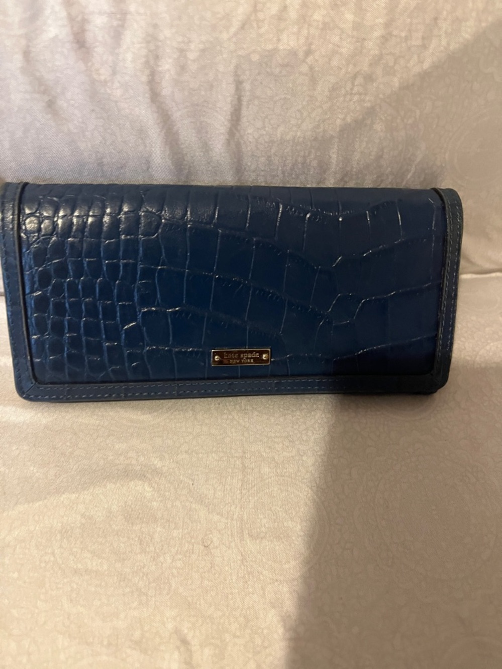 Blue Croc-Embossed Women's Wallet - Kate Spade - Picture 2 of 10